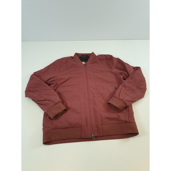 Lululemon Intermission Bomber Jacket Mens Small Burgundy Red Patterned Down Fill - Picture 1 of 12